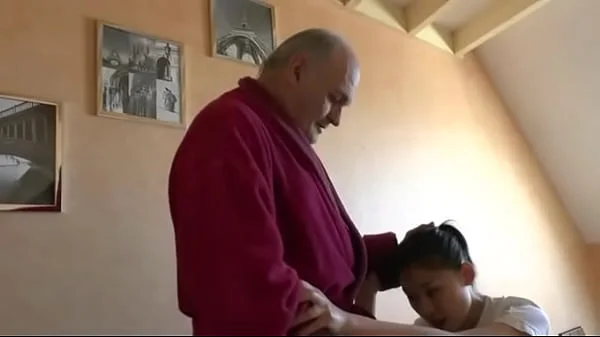 Horny old pervert asks his Asian nursemaid to fuck